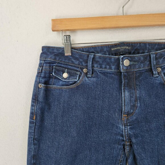 Banana Republic Jeans Womens 8 Long Blue Bootcut Stretch Denim Dark Wash Casual - Picture 2 of 11